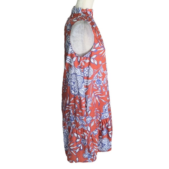 Tyler Boe Stella Fleur De Lis Skimmer Floral Print Ruffle Neck Mini Dress - S - Picture 8 of 16